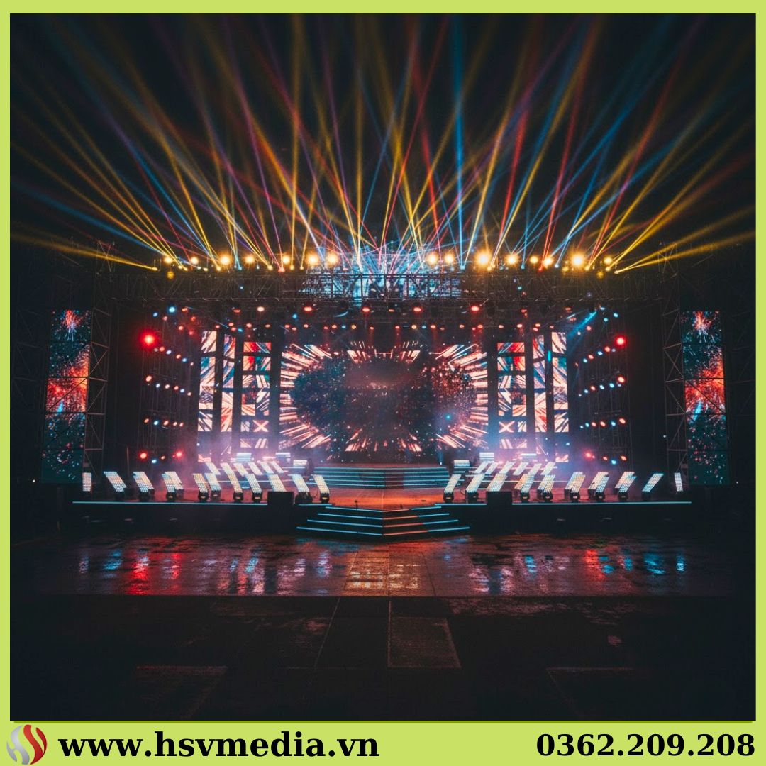 Set-up Sân Khấu, Backdrop, Và Ánh Sáng Tất Niên